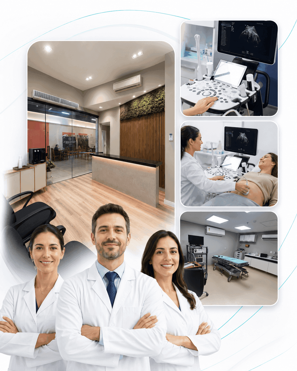 Recepção e sala de ultrassonografia da Mediccenter em Niterói
